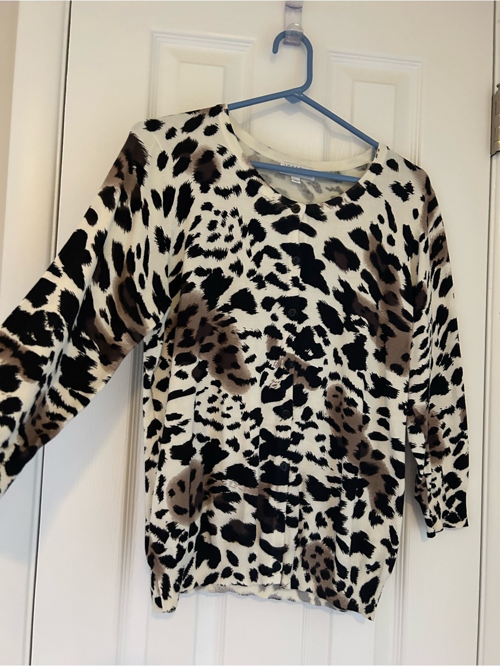 Animal Print 3/4 sleeve Women's Top - Black & Brown